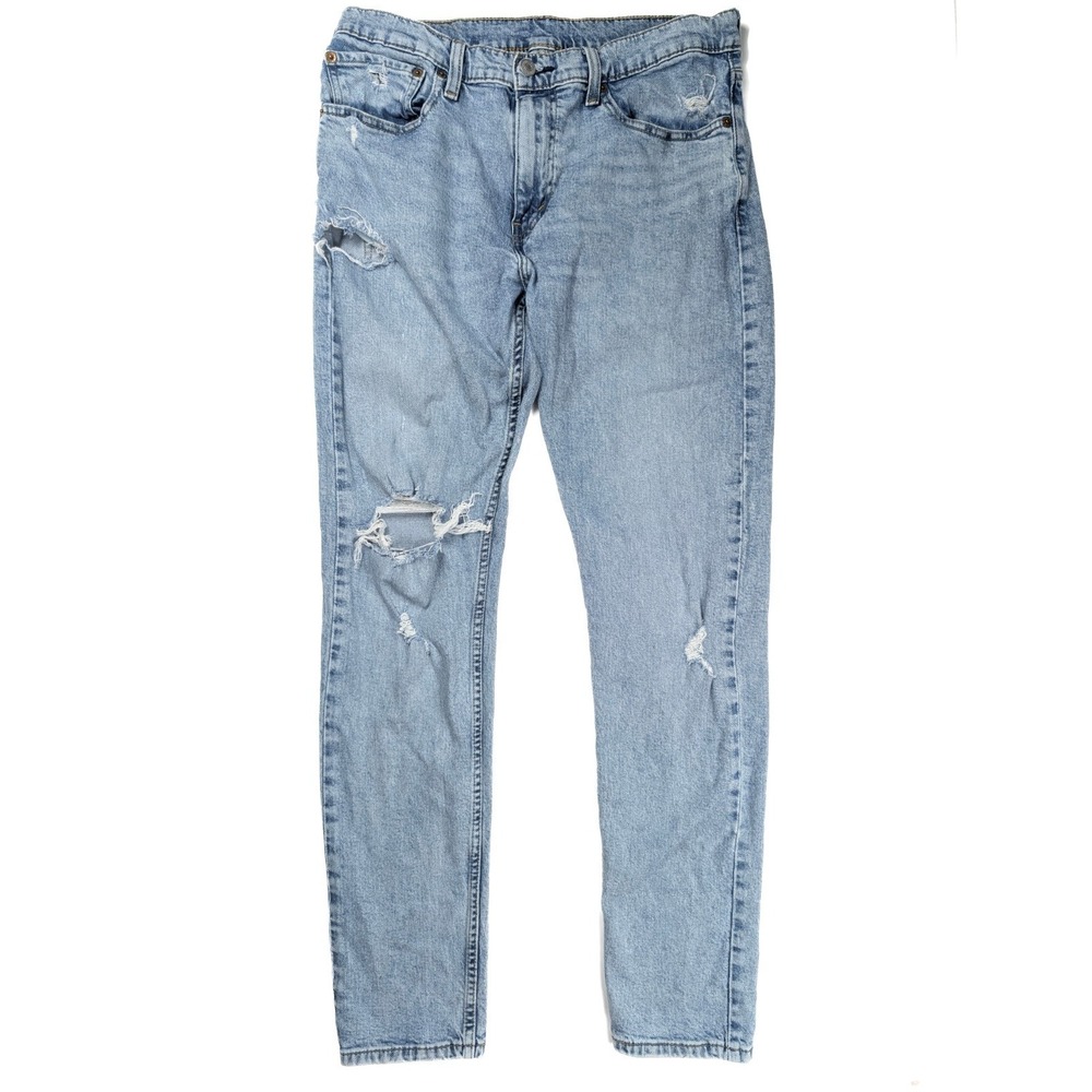 Levi's 512 Distressed Slim Tapered‎ Fit Light Wash Denim Jeans Men's Size 34x34